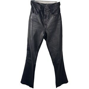 VTG Black Leather Pants Soft Lined Pockets Biker Core Rem Garson Women's Small